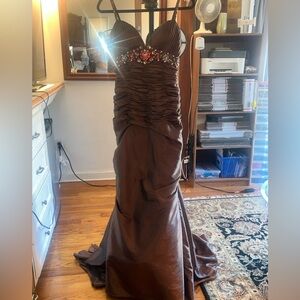 Tony Bowls Chocolate Brown Prom Dress